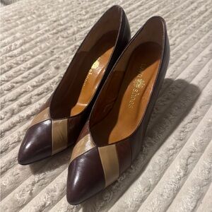 Vintage America Brown and Tan Heels with Elegant Design